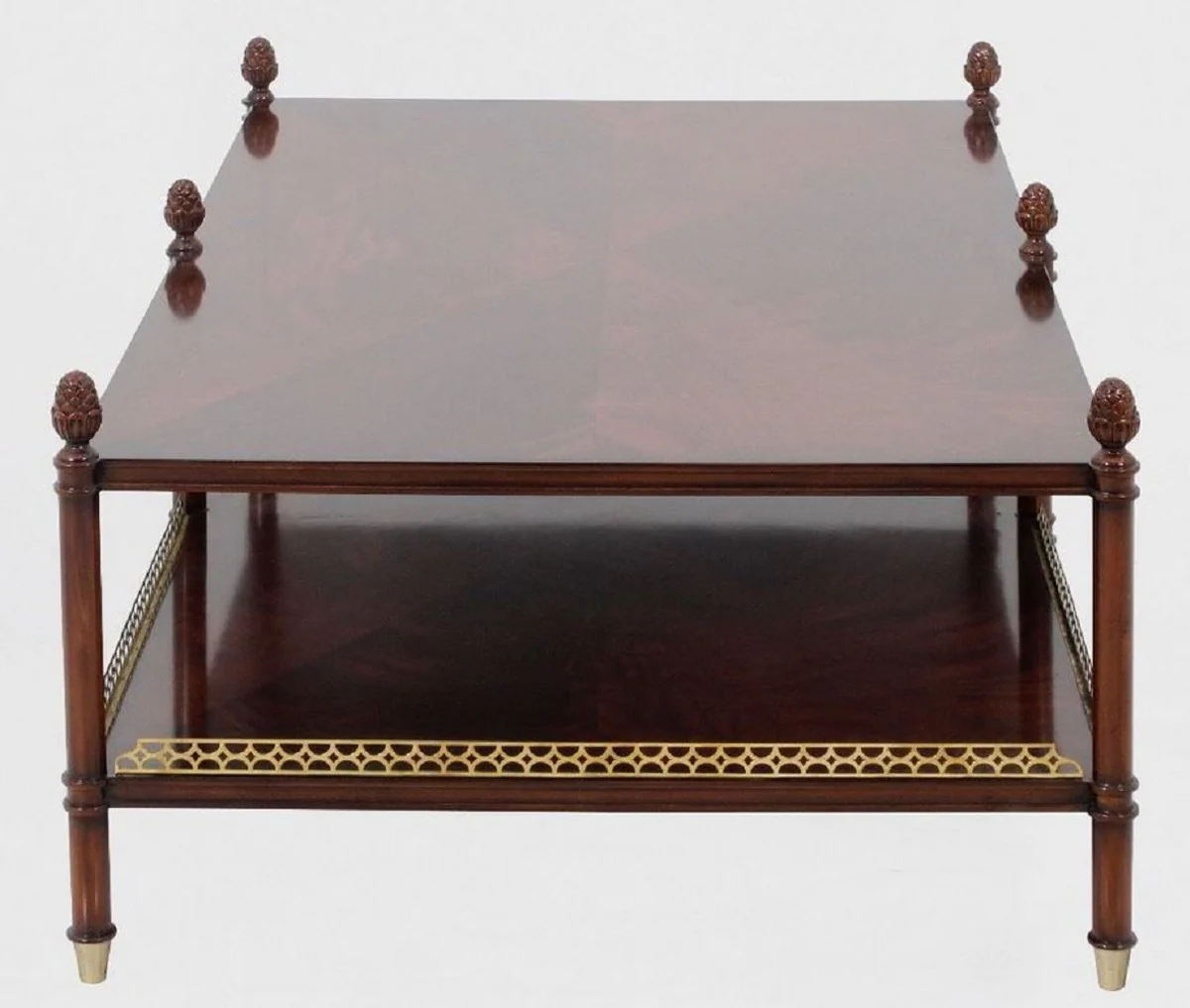 Casa Padrino mesa de centro Art Nouveau de lujo marr¨®n / oro / lat¨®n 129 x 81 x A. 48 cm - Mesa de sal¨®n de caoba noble - Muebles de Sal¨®n - Calidad de Lujo