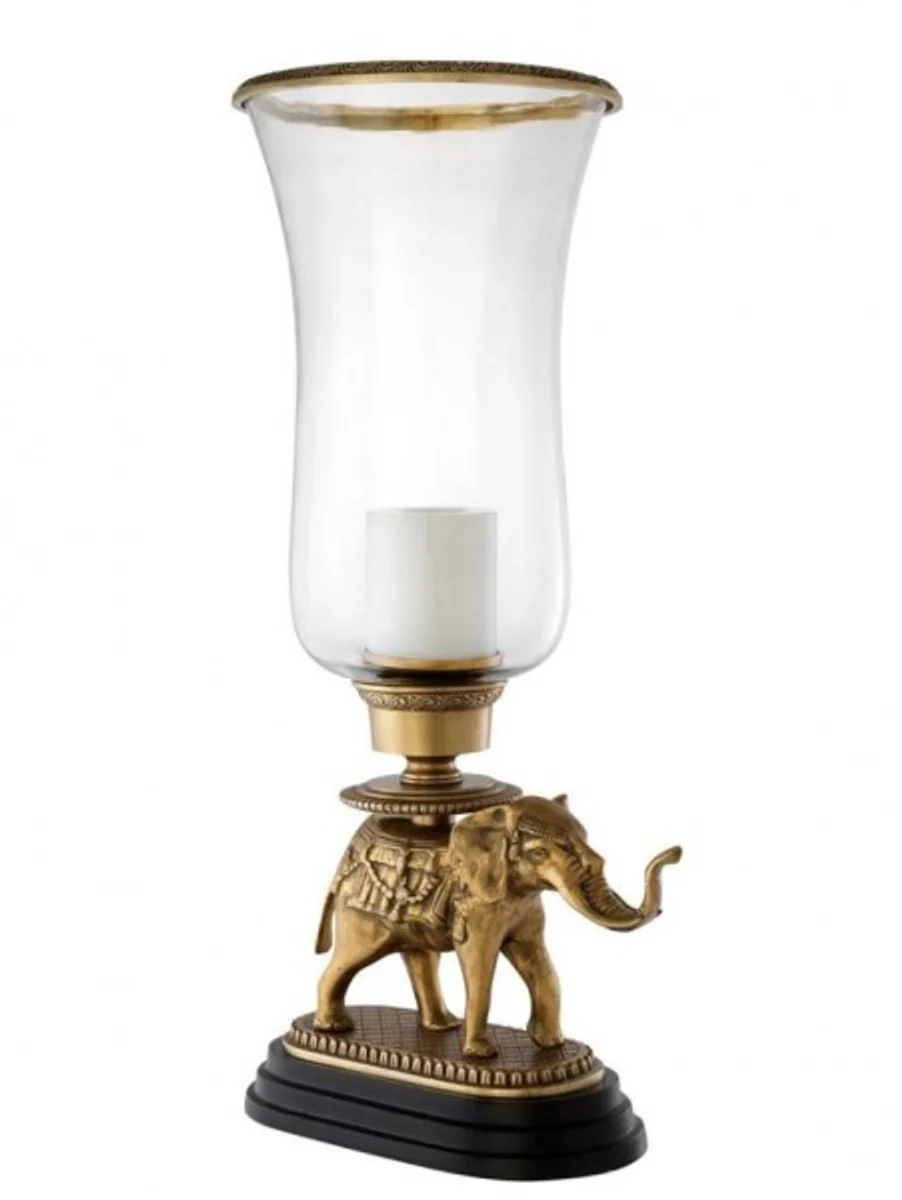 Casa Padrino luxury candle holder elephant brass finish with granite base - Luxury Hotel Accessories