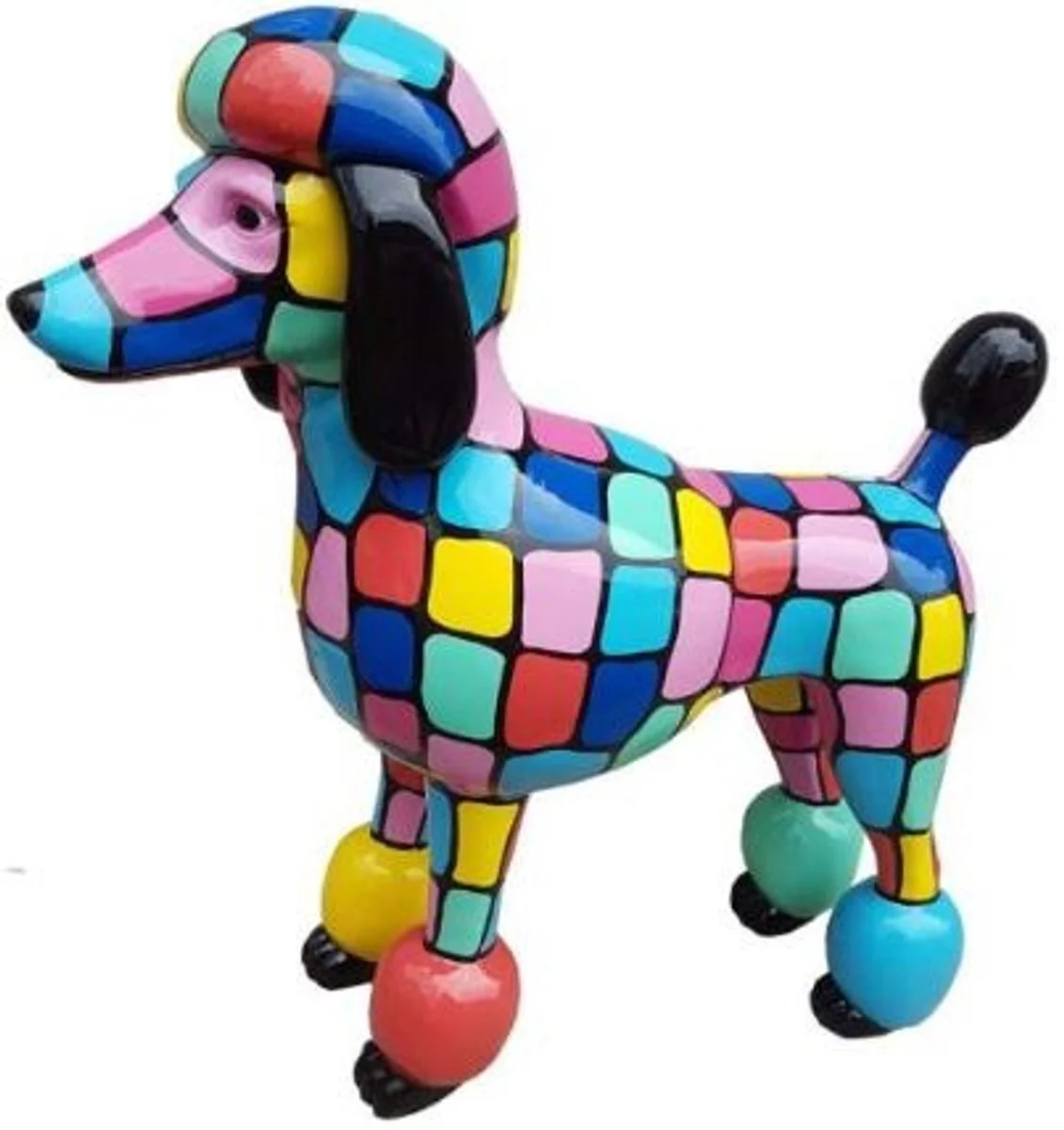 Casa Padrino escultura de decoración de diseño perro caniche multicolor 64 x A. 63 cm - Figura de Decoración de Jardín - Figura de Jardín Resistente a la Intemperie - Figura Animal Decorativa