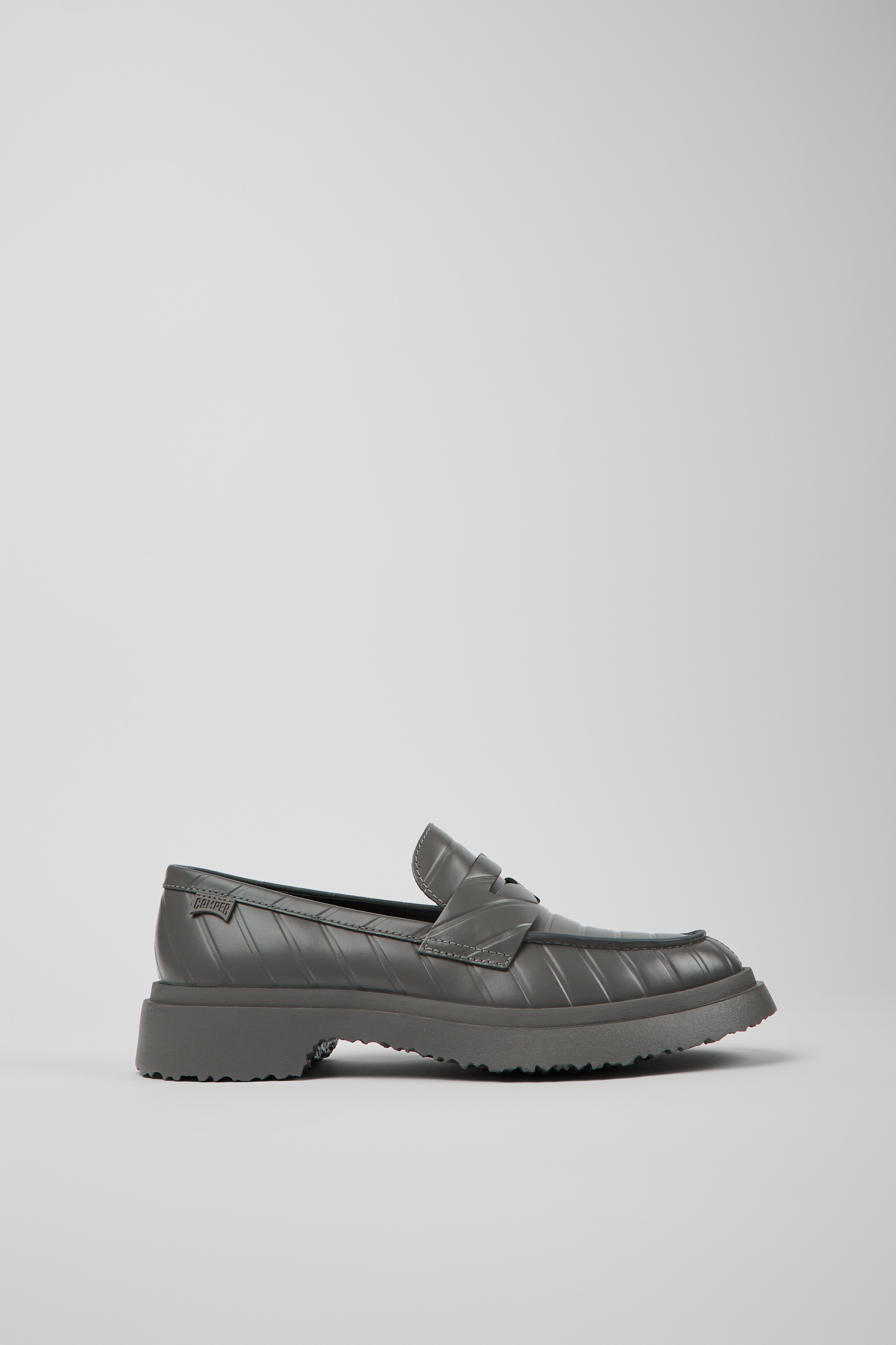 Twins - Gray leather loafers for women