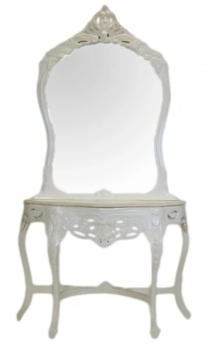 Casa Padrino baroque mirror Console White with marble top - mirror console - Makeup console