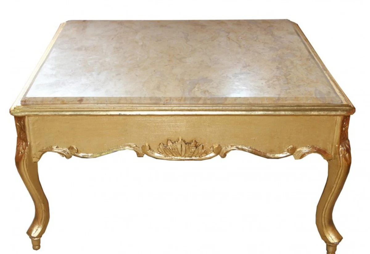 Casa Padrino Baroque gold coffee table with marble top 80 x 80 cm antique style