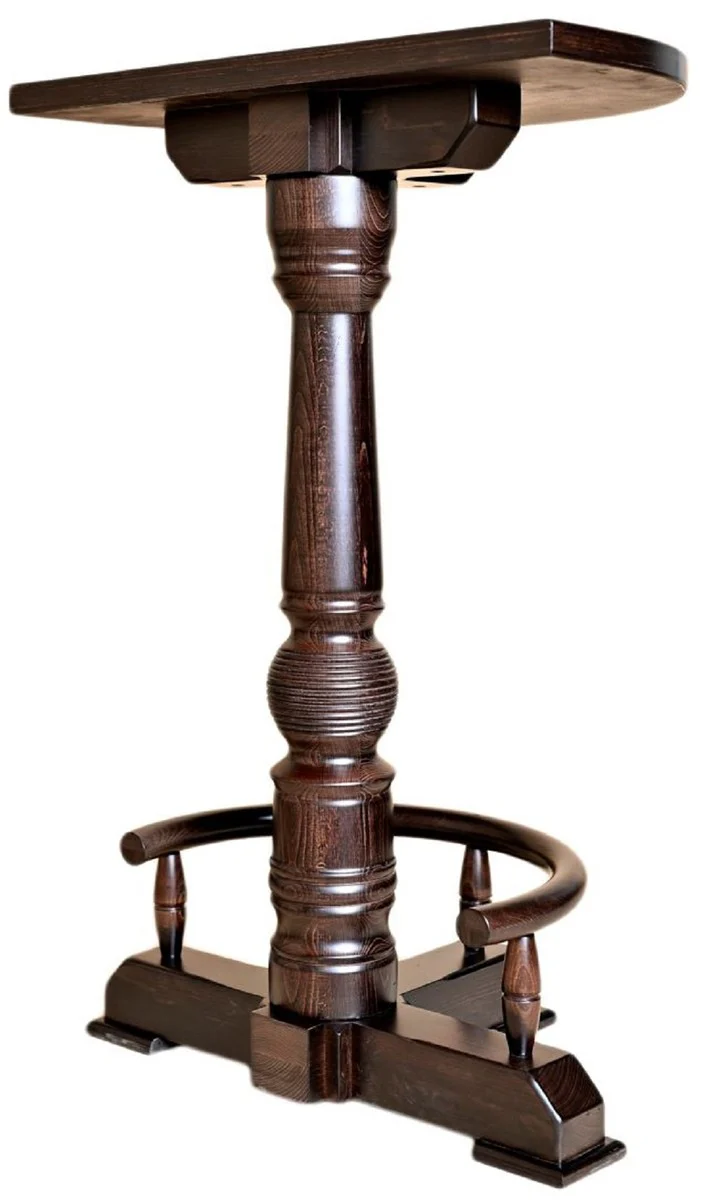 Casa Padrino mesa de bar de lujo con reposapiés marrón oscuro 75 x 50 x A. 110 cm - Mesa semicircular de madera maciza - Muebles madera maciza - Mobiliario de bar