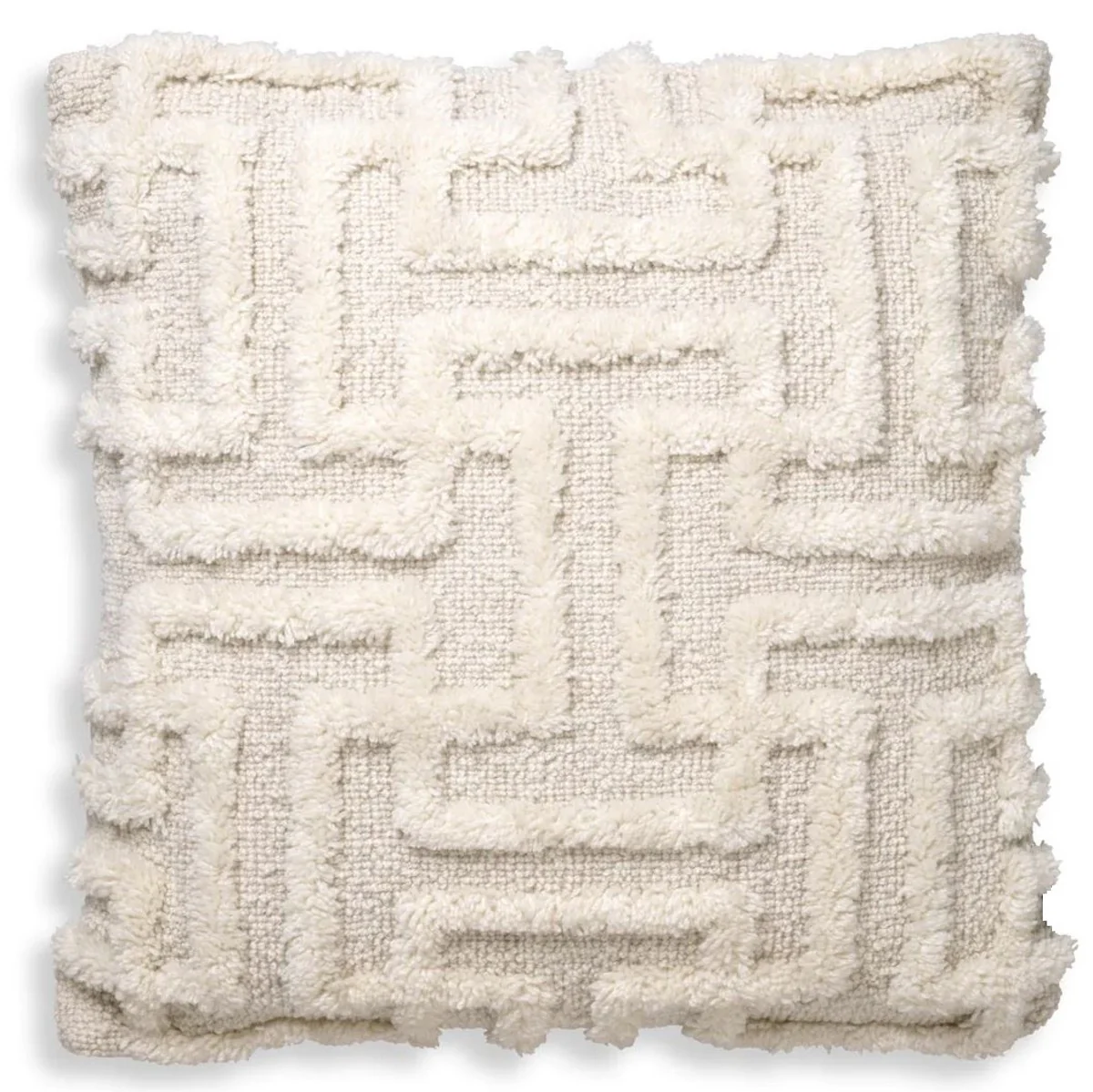 Casa Padrino cojín de lujo marfil 60 x 60 cm - Cojín decorativo de lana tejido a mano - Cojín decorativo cuadrado - Decoración de salón - Accesorios decorativos de lujo - Colección de lujo