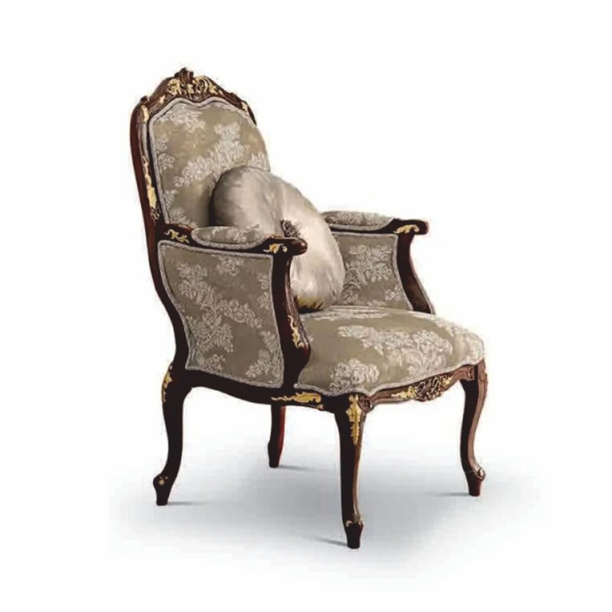 Casa Padrino sill¨®n barroco de lujo gris / marr¨®n oscuro / oro - Hecho en Italia