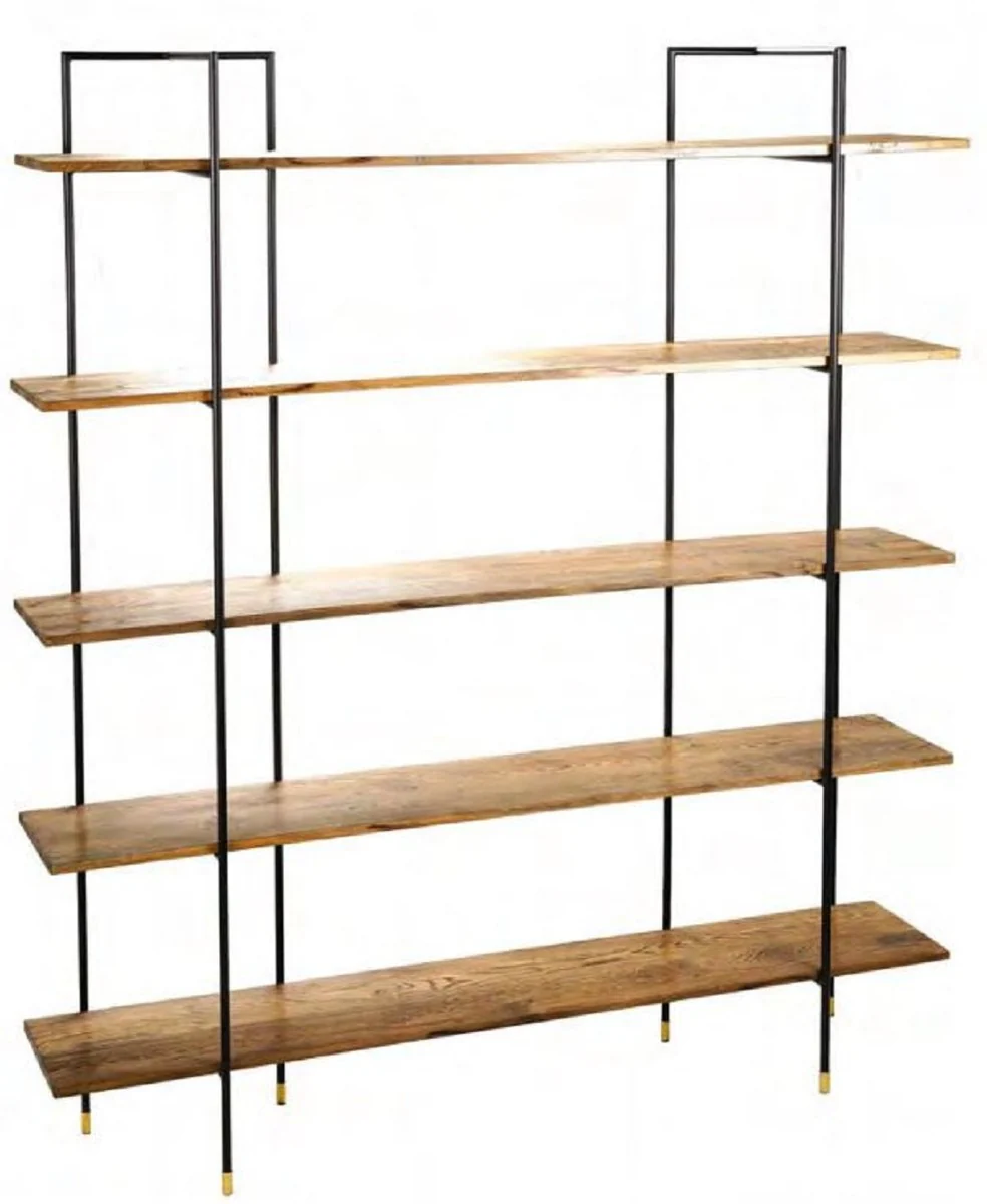 Casa Padrino armario estanter¨ªa de lujo marr¨®n / negro / lat¨®n 180 x 38,2 x A. 201,6 cm - Armario de Sal¨®n - Armario de Oficina - Muebles de Lujo