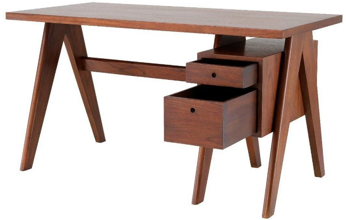 Casa Padrino escritorio de lujo marr¨®n 140 x 69 x A. 77 cm - Elegante escritorio de madera maciza con 2 cajones - Muebles de Oficina de Lujo