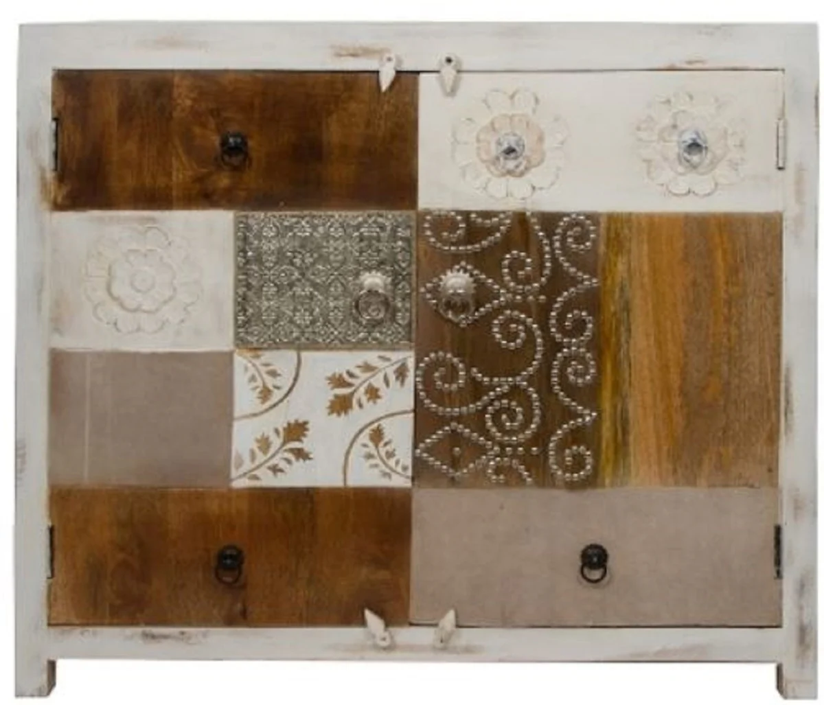 Casa Padrino c¨®moda de estilo campestre con 2 puertas blanco / multicolor 100 x 40 x H. 90 cm - Muebles Shabby Chic