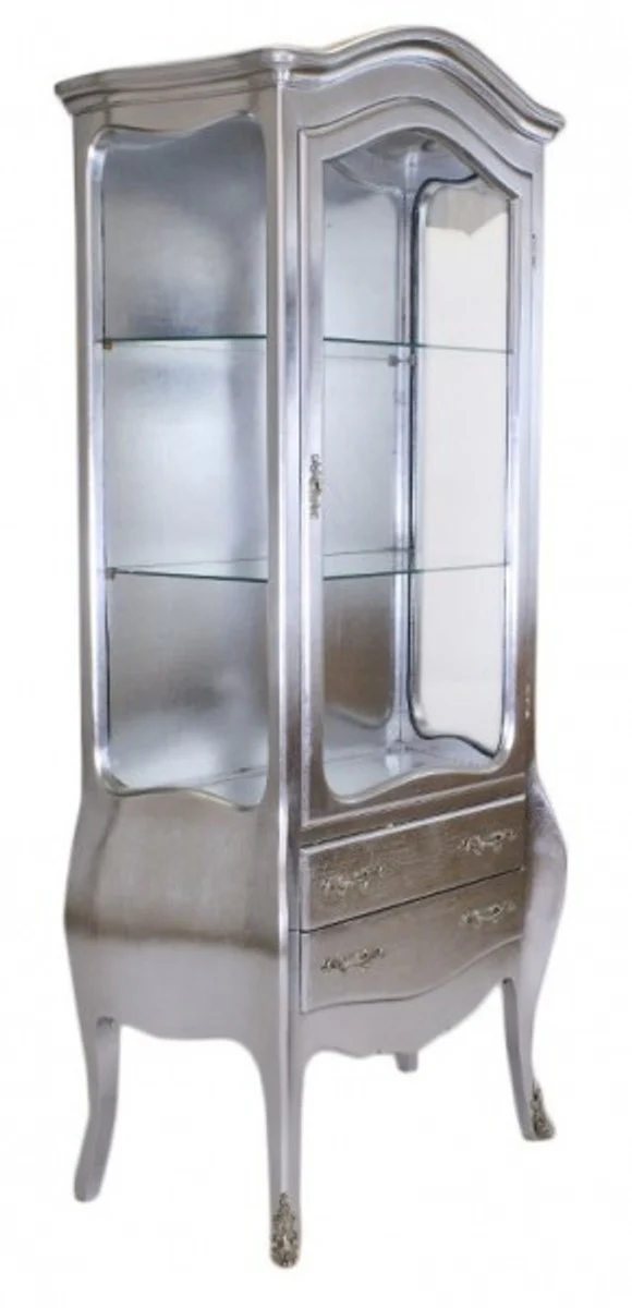Casa Padrino Baroque showcase silver / silver - glass cabinet furniture cabinet