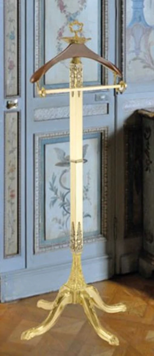 Casa Padrino perchero barroco de lujo blanco / oro / plata / marr¨®n 40 x 40 x A. 133 cm - Perchero de lat¨®n noble - Perchero de Hotel Barroco