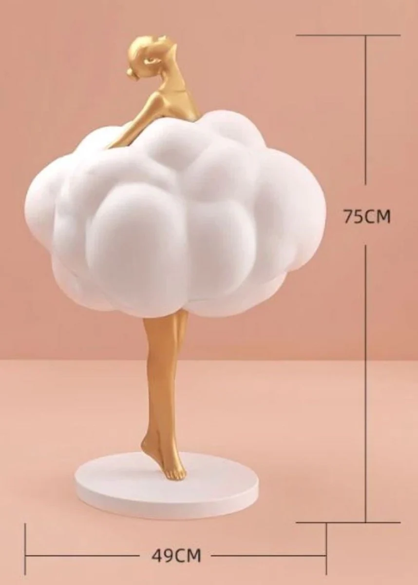 Casa Padrino escultura decorativa de diseño de lujo bailarina oro / blanco 49 x A. 75 cm - Figura decorativa de resina - Accesorios decorativos de diseño de lujo - Calidad de lujo