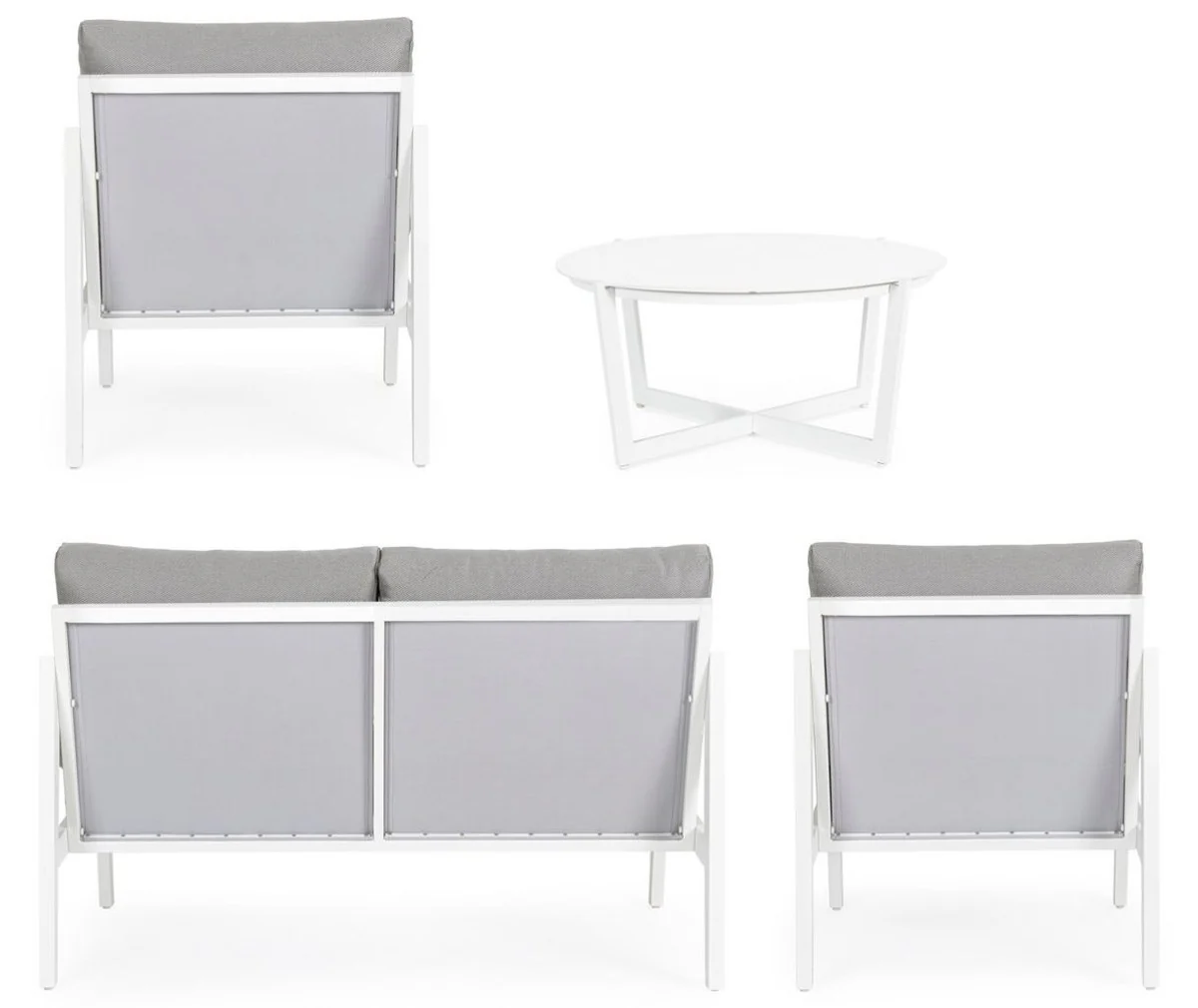 Casa Padrino conjunto de muebles de jard¨ªn de lujo gris / blanco - 1 Sof¨¢ de Jard¨ªn y 2 Sillones de Jard¨ªn y 1 Mesa de Jard¨ªn de Lujo - Muebles de jard¨ªn - Muebles de piscina - Muebles de lujo