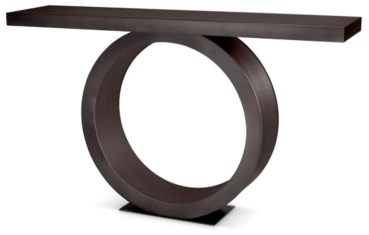 Casa Padrino consola de lujo moca / bronce 130 x 30 x A. 76,5 cm - Consola rectangular de madera maciza - Muebles de lujo - Muebles de sal¨®n - Interiores de lujo