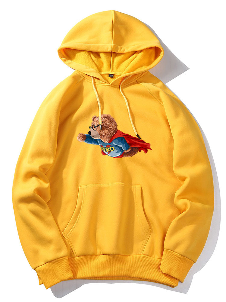 Superhero Bear Print Hoodie