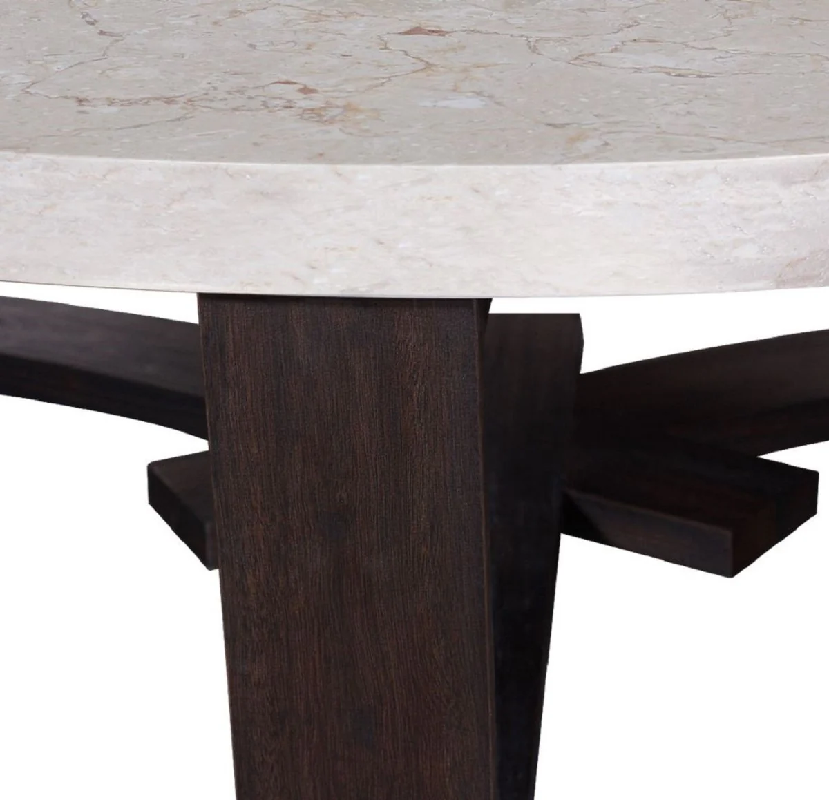 Casa Padrino mesa de centro de lujo crema / marr¨®n oscuro ? 130 x A. 45 cm - Mesa de sal¨®n redonda con tapa de m¨¢rmol - Muebles de Sal¨®n