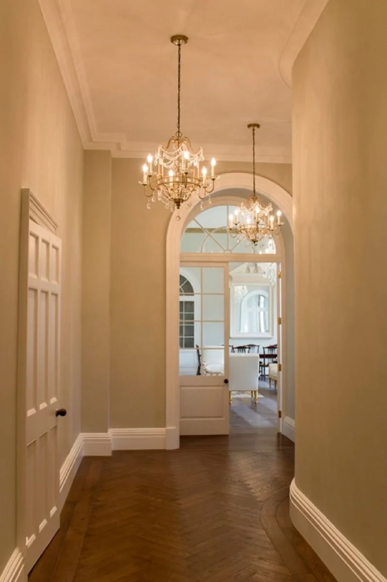 Casa Padrino araña de luces de cristal barroco plata / oro Ø 41,3 x A. 49,4 cm - Elegante lámpara de araña en estilo barroco - Muebles Barrocos