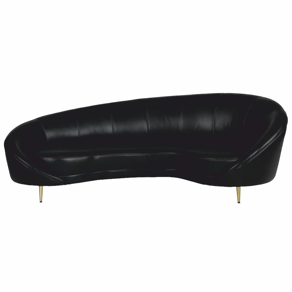 Casa Padrino Sof¨¢ de Cuero de Lujo Negro / Lat¨®n 230 cm - Muebles de Cuero Genuino