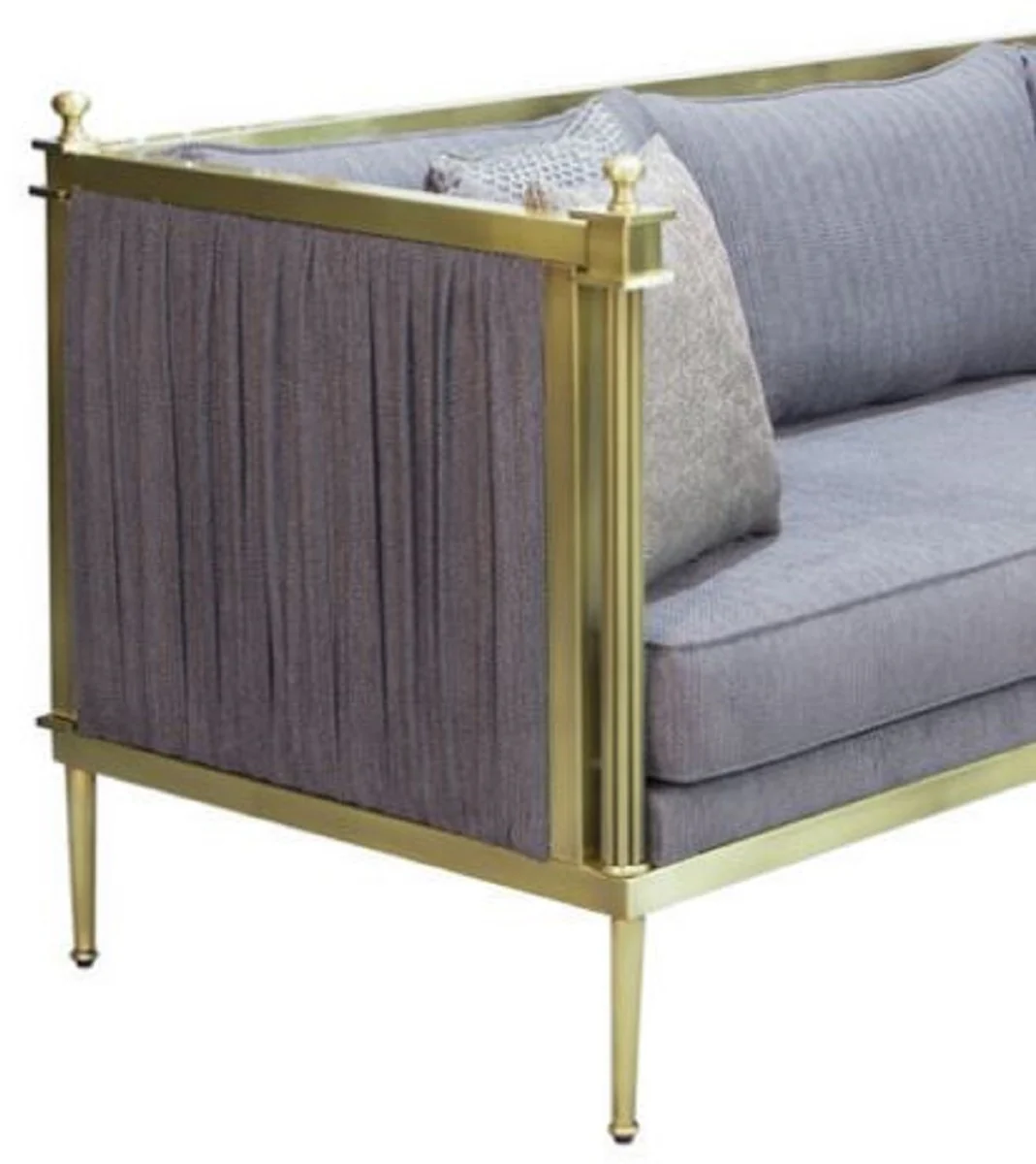 Casa Padrino sof¨¢ de lujo azul / oro mate 224 x 80 x A. 88 cm - Sof¨¢ de sal¨®n - Sof¨¢ de hotel - Muebles de sal¨®n - Interiores de sal¨®n - Muebles de hotel - Muebles de lujo - Interiores de lujo