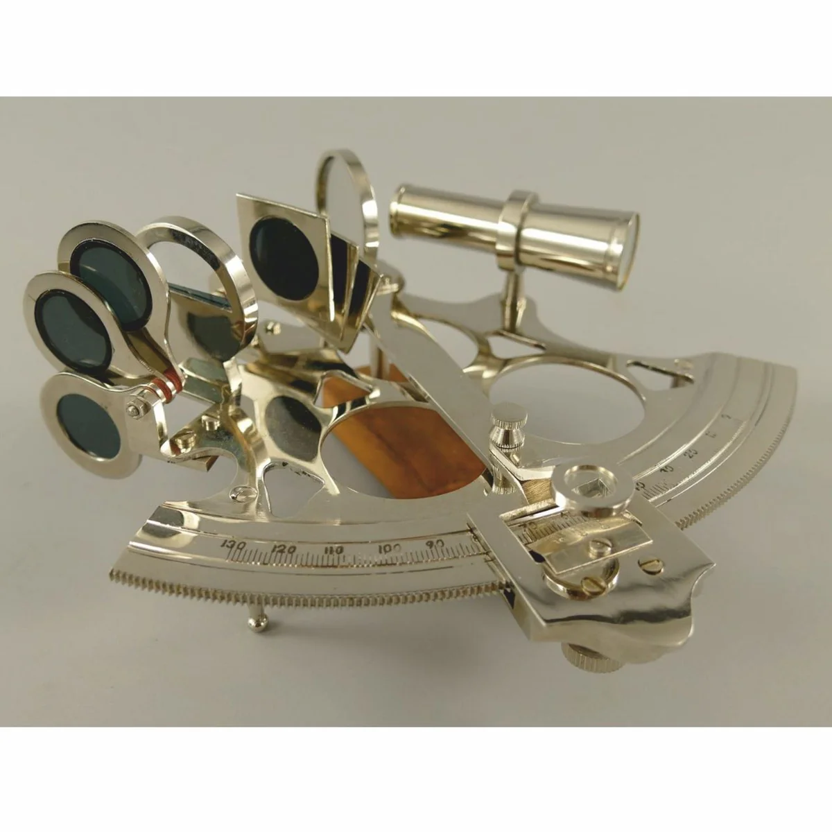 Casa Padrino sextante de estilo antiguo con caja de madera plata / negro - Decoraci¨®n marinera