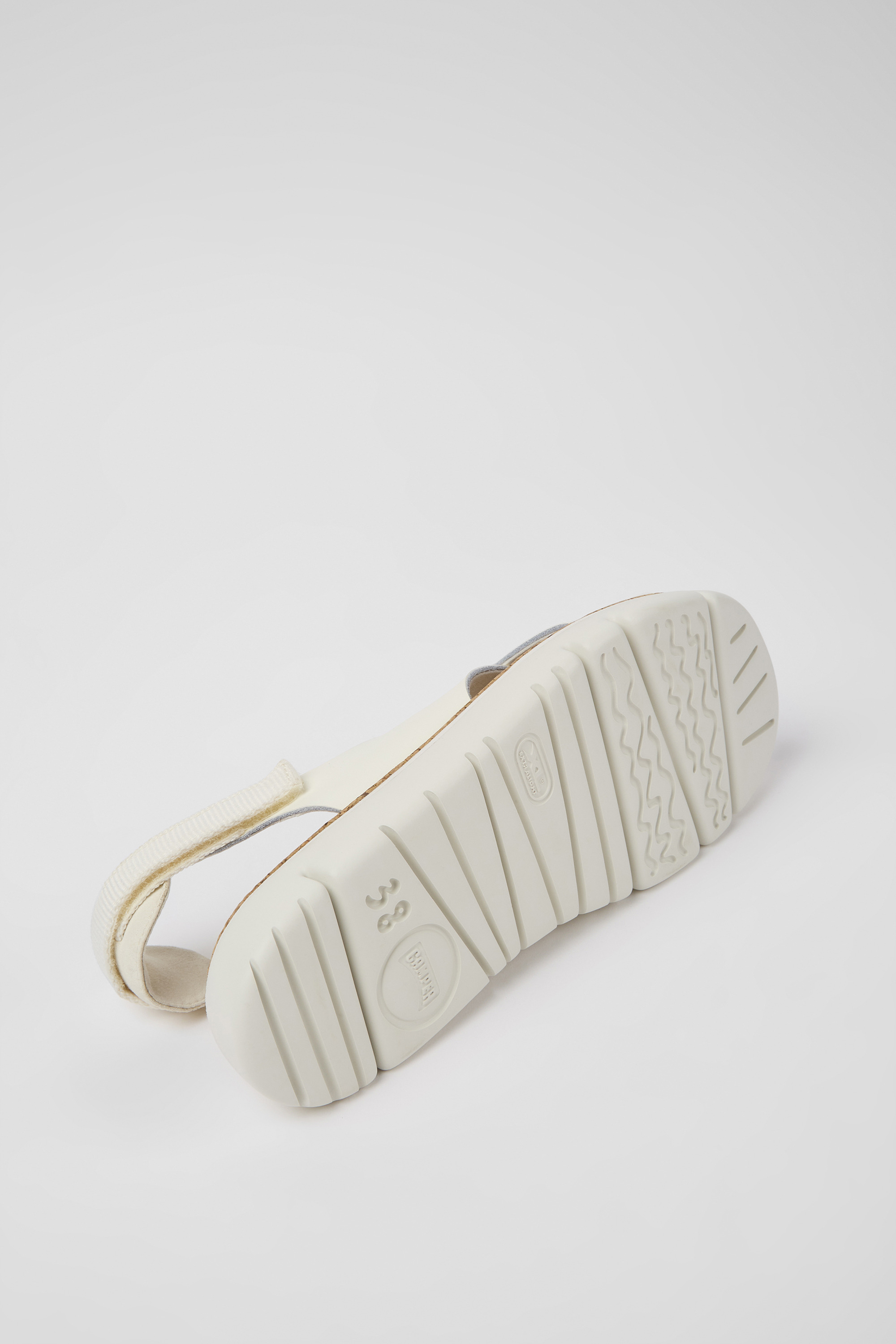 Oruga - White leather and textile sandals for women