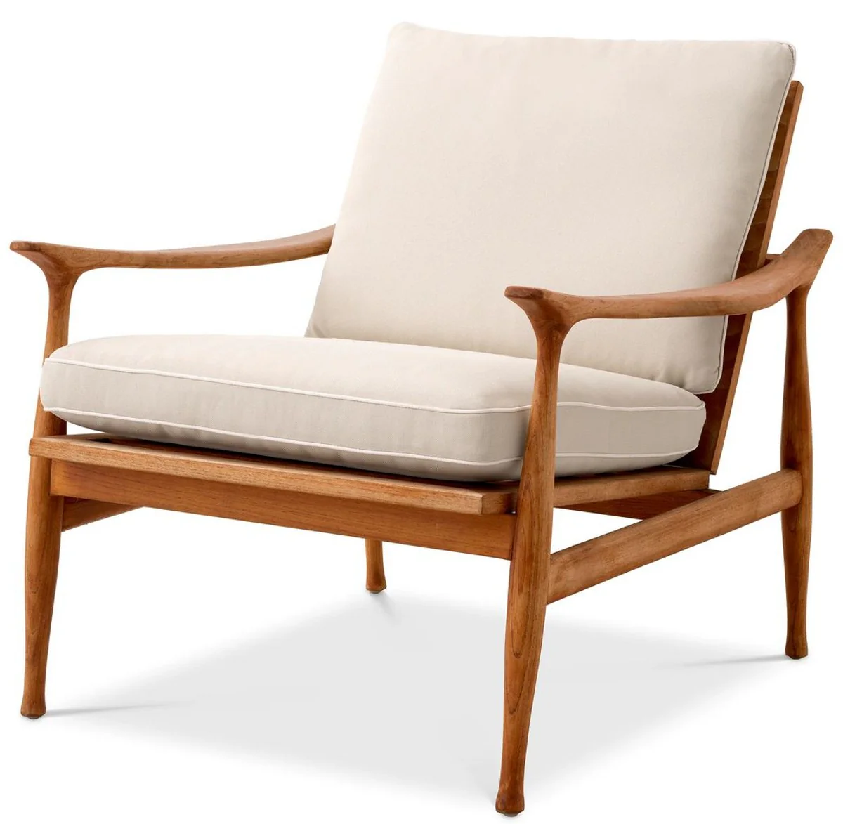 Casa Padrino sill¨®n de lujo de teca con almohadas natural / crema 77 x 82,5 x A. 76,5 cm - Sill¨®n de jard¨ªn - Sill¨®n de sal¨®n - Muebles de jard¨ªn - Muebles de sal¨®n - Muebles de lujo