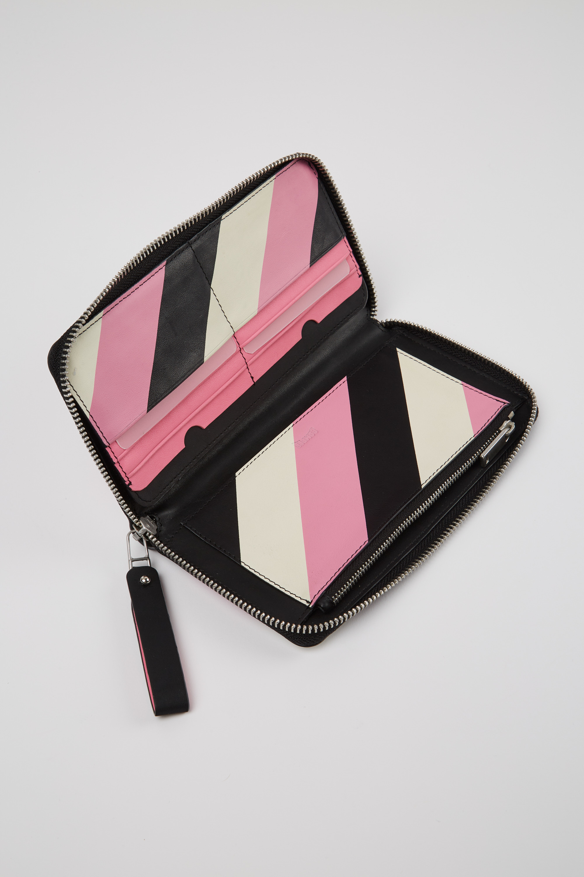 Mosa - Large black, pink, and white leather wallet