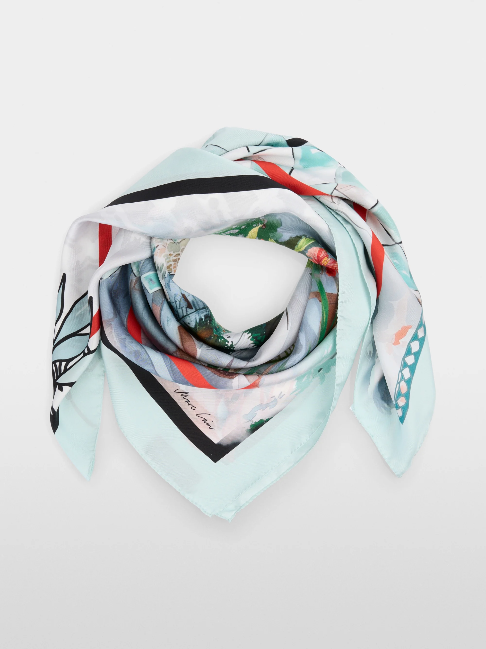 Marc-Cain Silk scarf with picture postcard motif