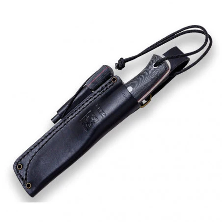 Joker Ember Scandi Micarta Canvas Negra con ferrocerio - Cuchillo de supervivencia y bushcraft