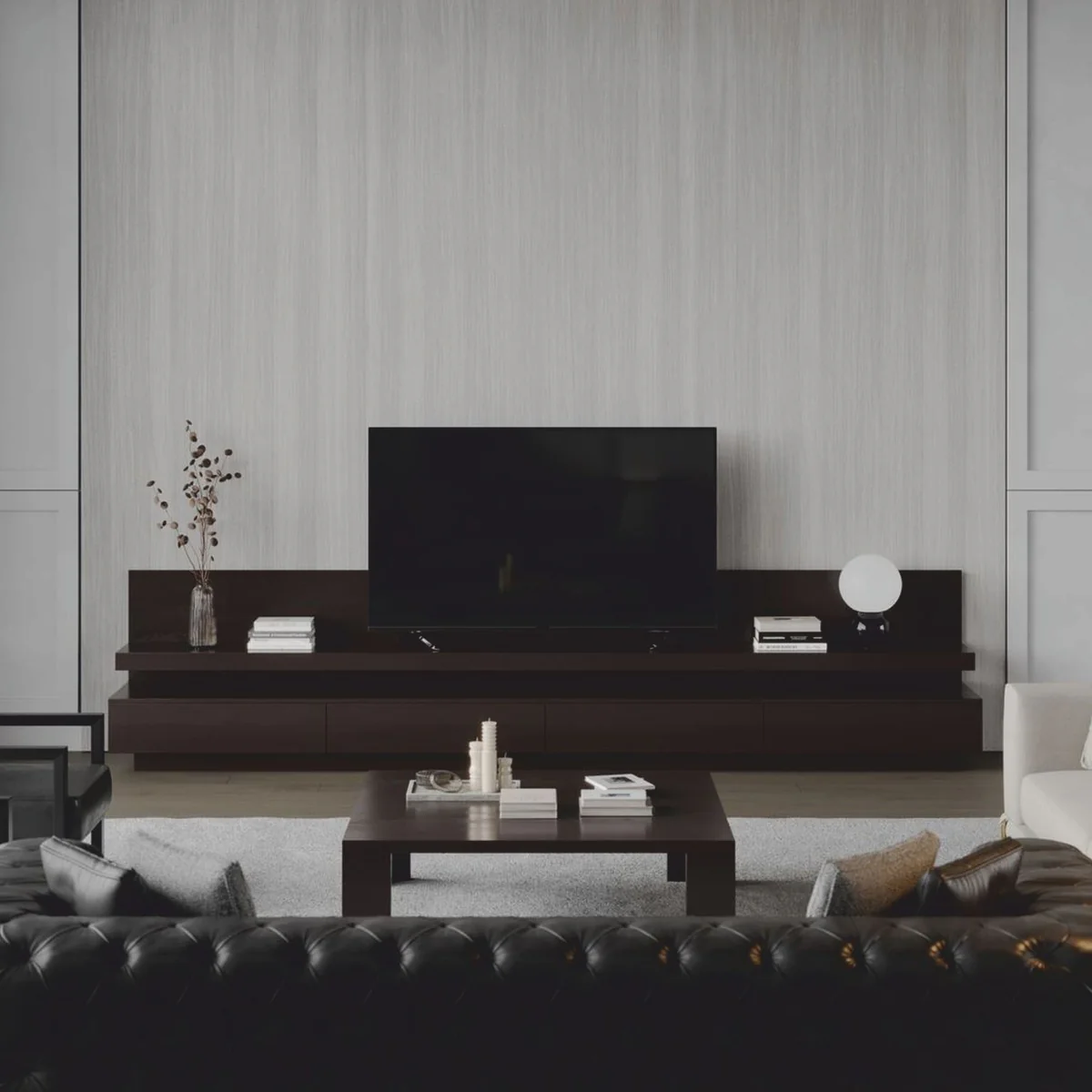 Casa Padrino gabinete de TV de lujo con 4 cajones marrón oscuro 400 cm - Muebles de salón y hotel