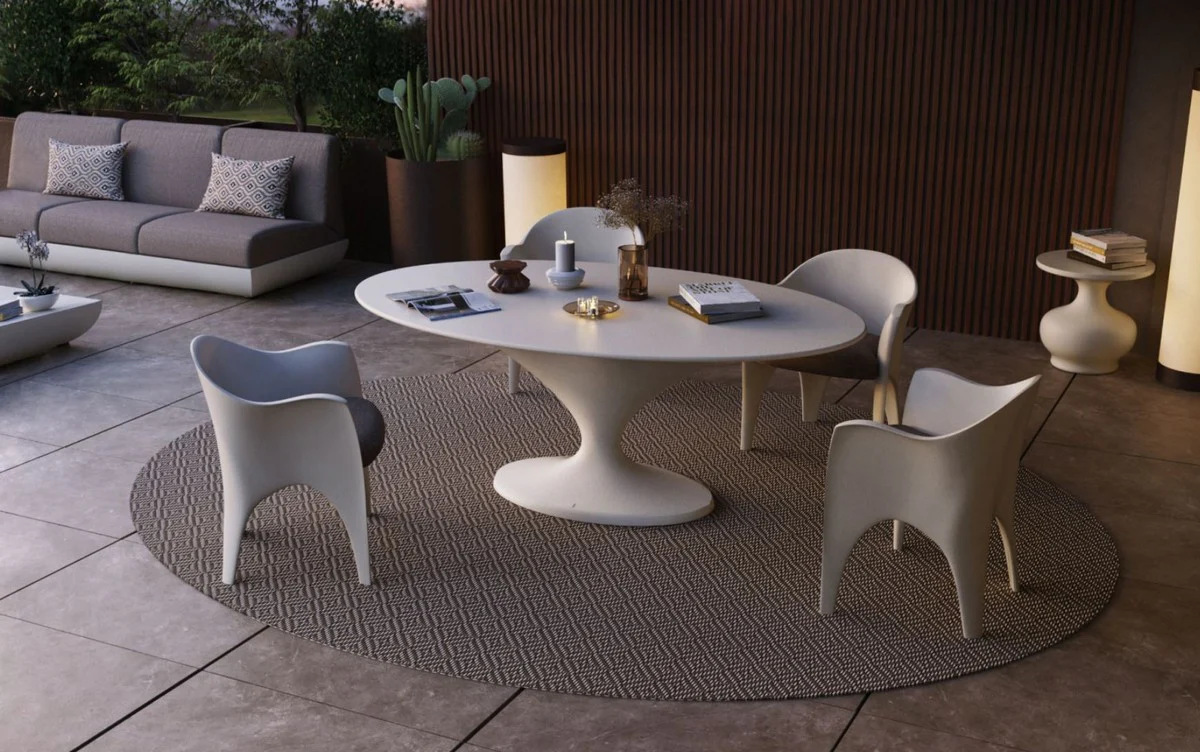 Casa Padrino mesa de comedor de jard¨ªn de lujo blanco mate 200 x 120 x A. 75 cm