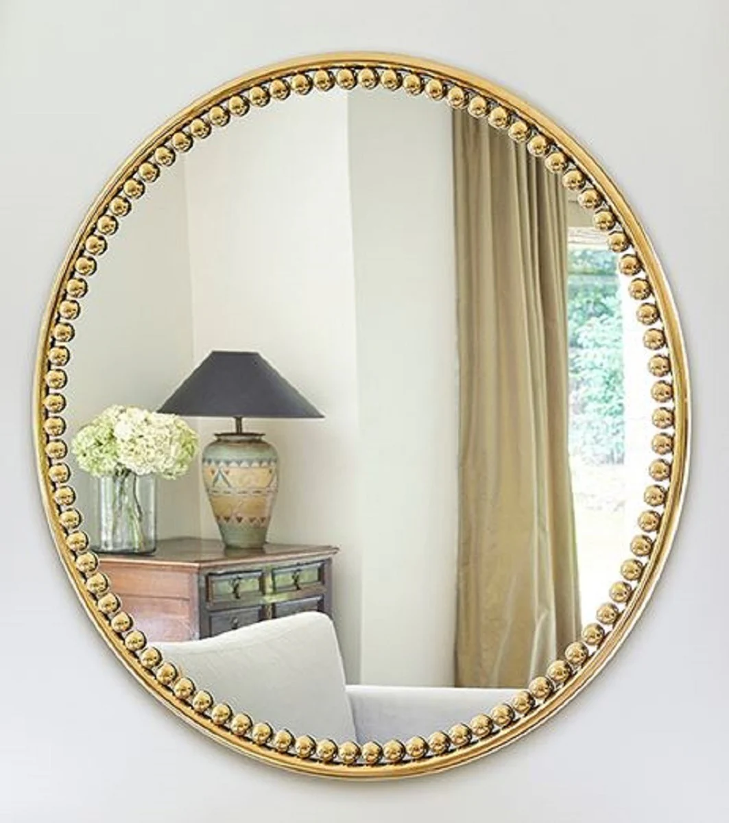 Casa Padrino espejo de pared de lujo oro ? 107 cm - Espejo de sal¨®n redondo con marco de metal - Espejo de dormitorio - Espejo de ba?o - Espejo de armario - Colecci¨®n de Lujo