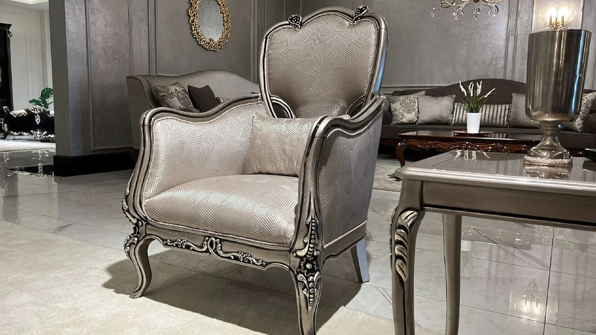 Casa Padrino mesa auxiliar barroco de lujo plata - Mesa cuadrada de madera maciza en estilo barroco - Muebles de sal¨®n de lujo en estilo barroco - Muebles barrocos - Noble y Magn¨ªfica