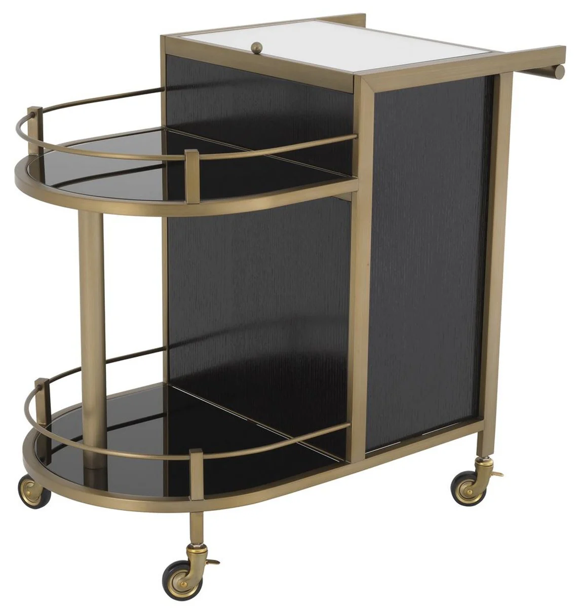Casa Padrino carrito de servicio de lujo negro / lat¨®n 88 x 50 x A. 78 cm - Carrito gastron¨®mico restaurante hotel - Accesorios gastron¨®mico restaurante hotel lujo - Muebles de lujo