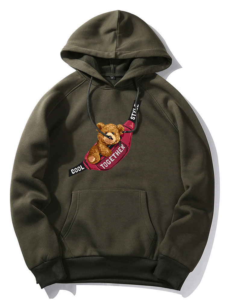 Shoulder Bag Bear Print Hoodie
