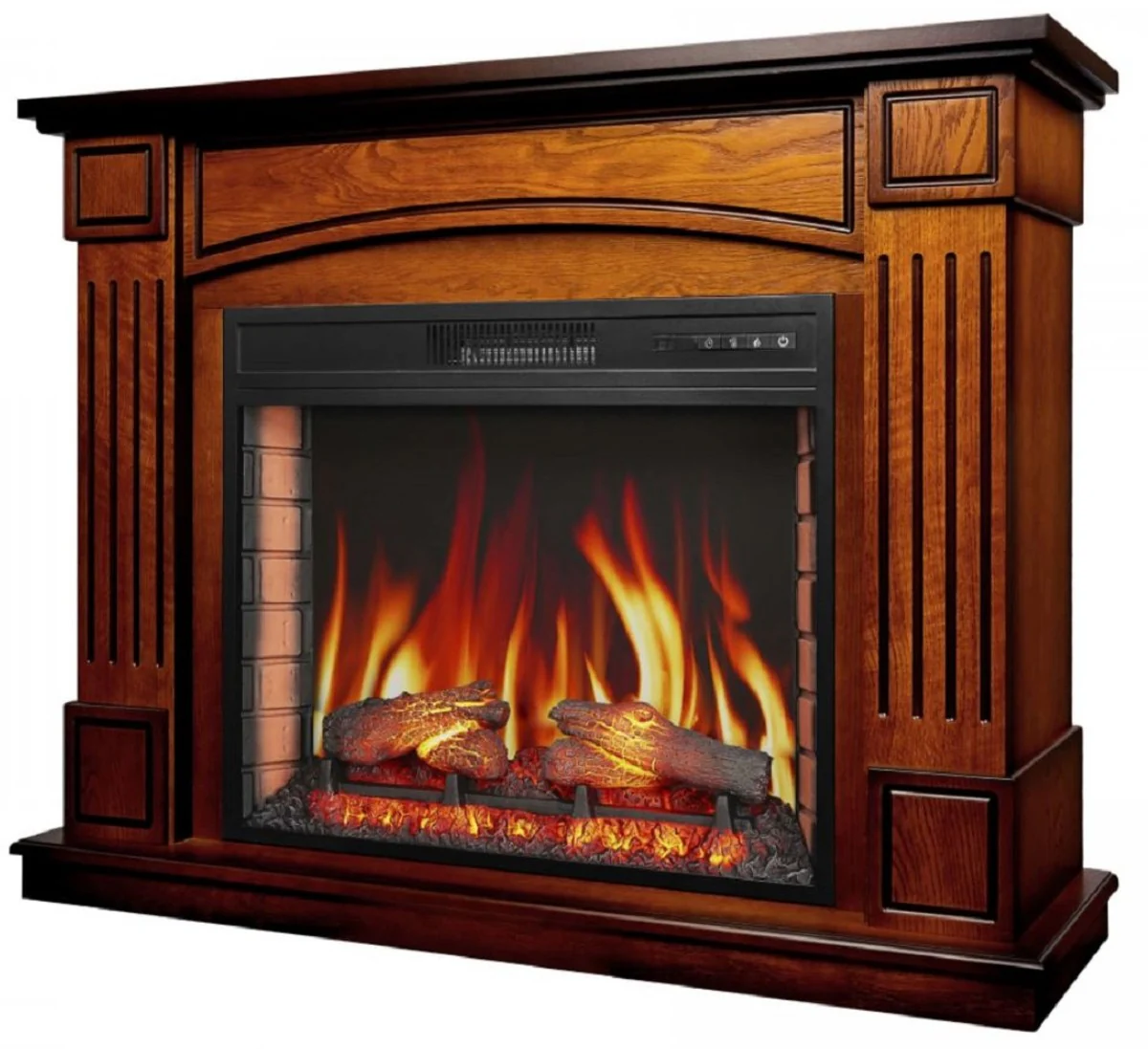 Casa Padrino chimenea el¨¦ctrica LED barroco marr¨®n 114 x 34 x A. 90,3 cm