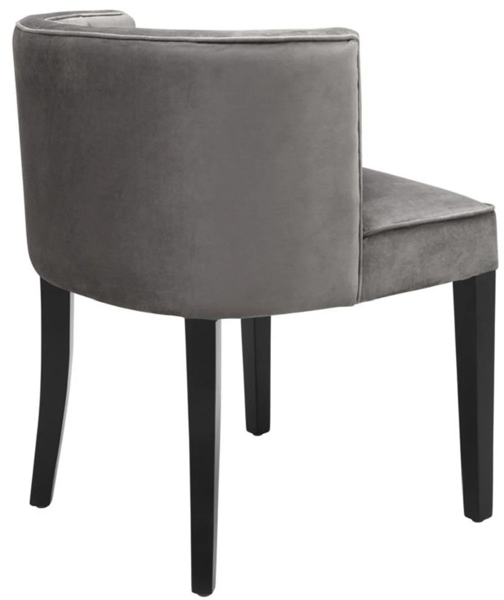 Casa Padrino Silla de Comedor Chesterfield de Lujo Gris / Negro 60 x 58 x H. 77 cm - Muebles de Comedor