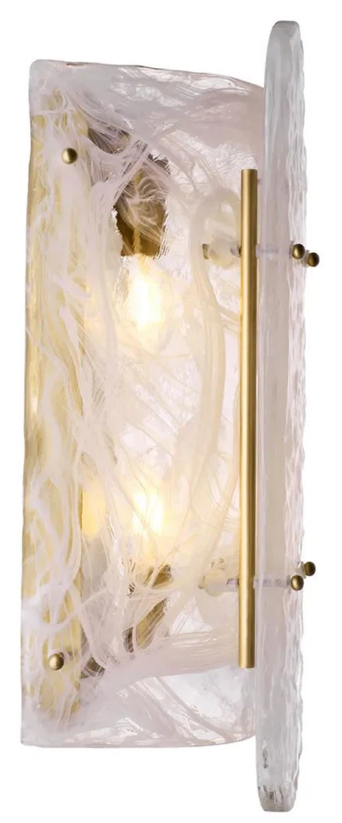 Casa Padrino lámpara de pared de lujo latón antiguo 18 x 15,5 x A. 40,5 cm - Lámpara de pared de salón con pantalla de vidrio hecha a mano - Iluminación de lujo - Interior de lujo