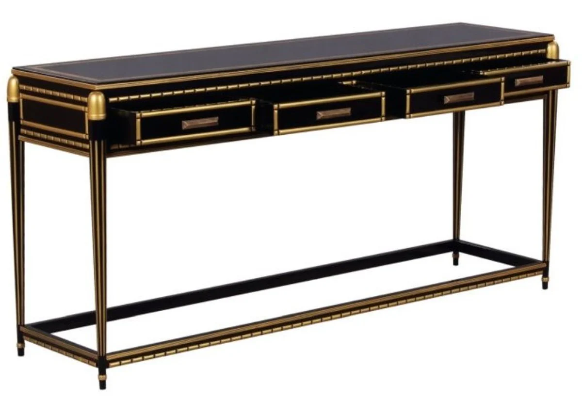 Casa Padrino mesa consola de lujo negro / oro 171 x 46 x H. 80 cm - Consola de Lujo con 4 Cajones