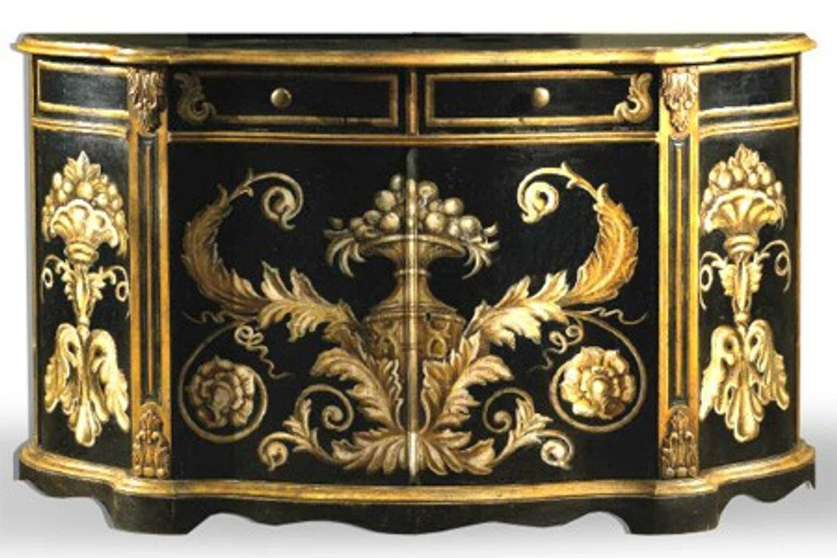 Casa Padrino Baroque sideboard Black / Gold handpainted 174 cm - Hotel Collection