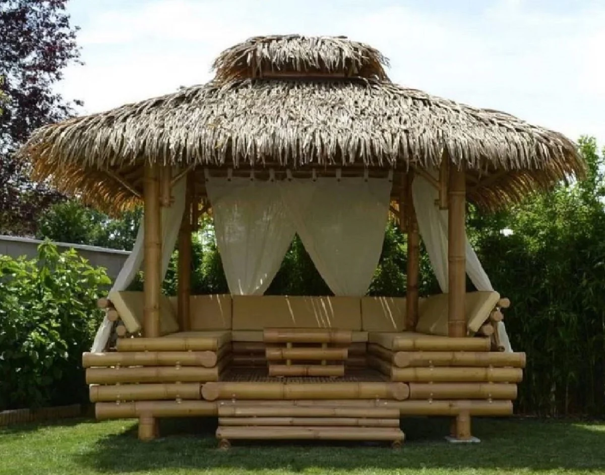 Casa Padrino Casa de Jard¨ªn de Lujo Natural 330 x 300 x A. 345 cm - Casa de Jard¨ªn de Bamb¨² Resistente a la Intemperie - Casa de Piscina de Bamb¨² - Casas de Jard¨ªn de Bamb¨² de Lujo