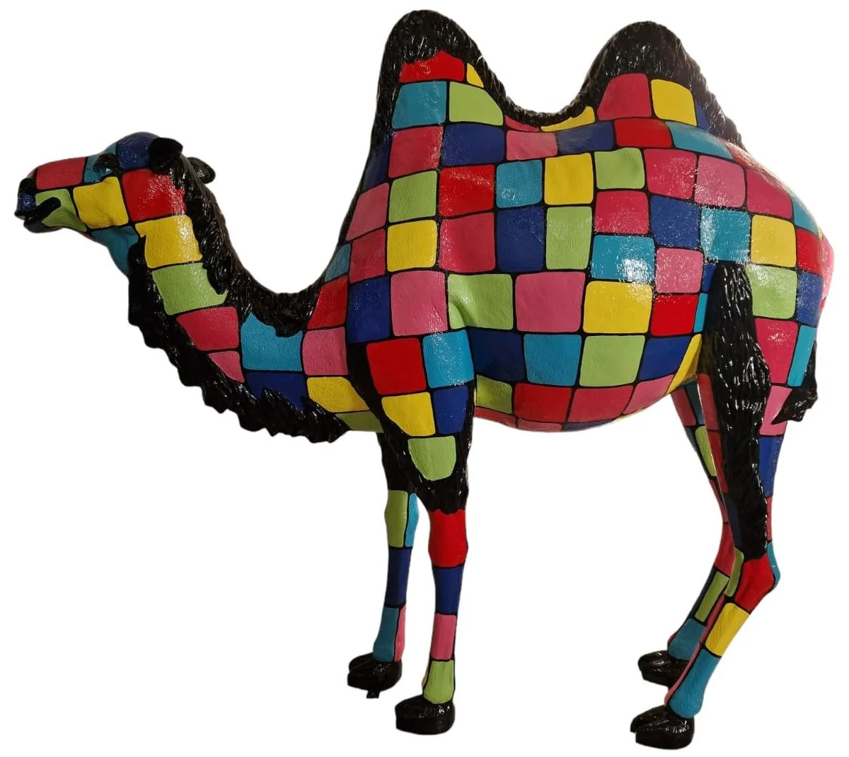 Casa Padrino escultura decorativa de lujo camello multicolor / negro 210 x A. 185 cm - Escultura de jard¨ªn enorme - Escultura de tama?o natural - Escultura decorativa XXL - Figura decorativa XXL