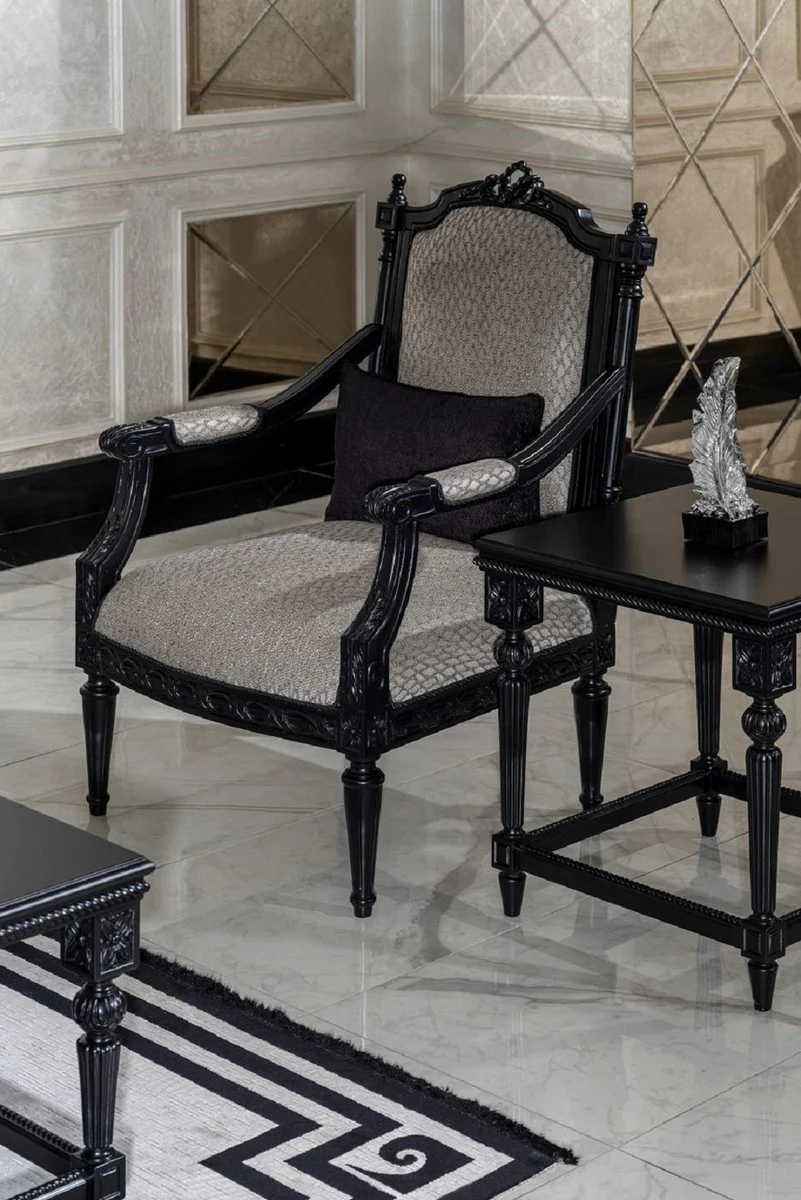 Casa Padrino mesa auxiliar barroco de lujo negro - Mesa cuadrada de madera maciza en estilo barroco - Muebles de sal¨®n de lujo en estilo barroco - Muebles barrocos - Noble y Magn¨ªfica