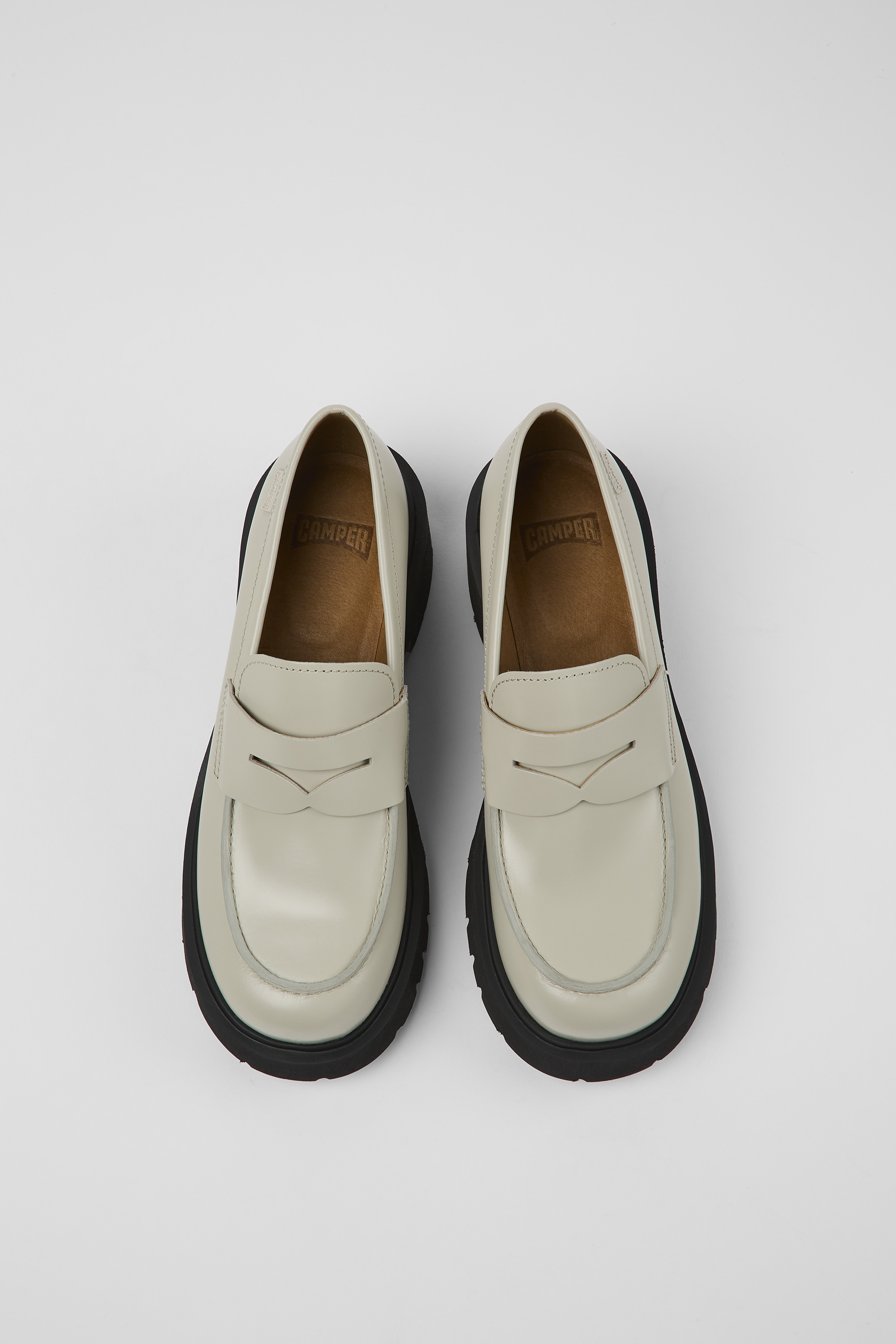 Milah - Gray leather loafers for women