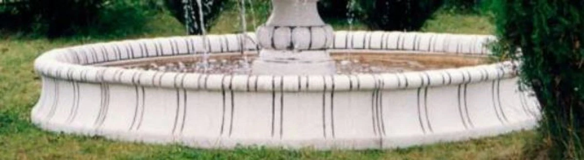 Casa Padrino borde de fuente barroco blanco / gris Ø 280 x A. 35 cm - Borde de fuente de jardín redondo - Magnífica decoración de jardín en estilo barroco