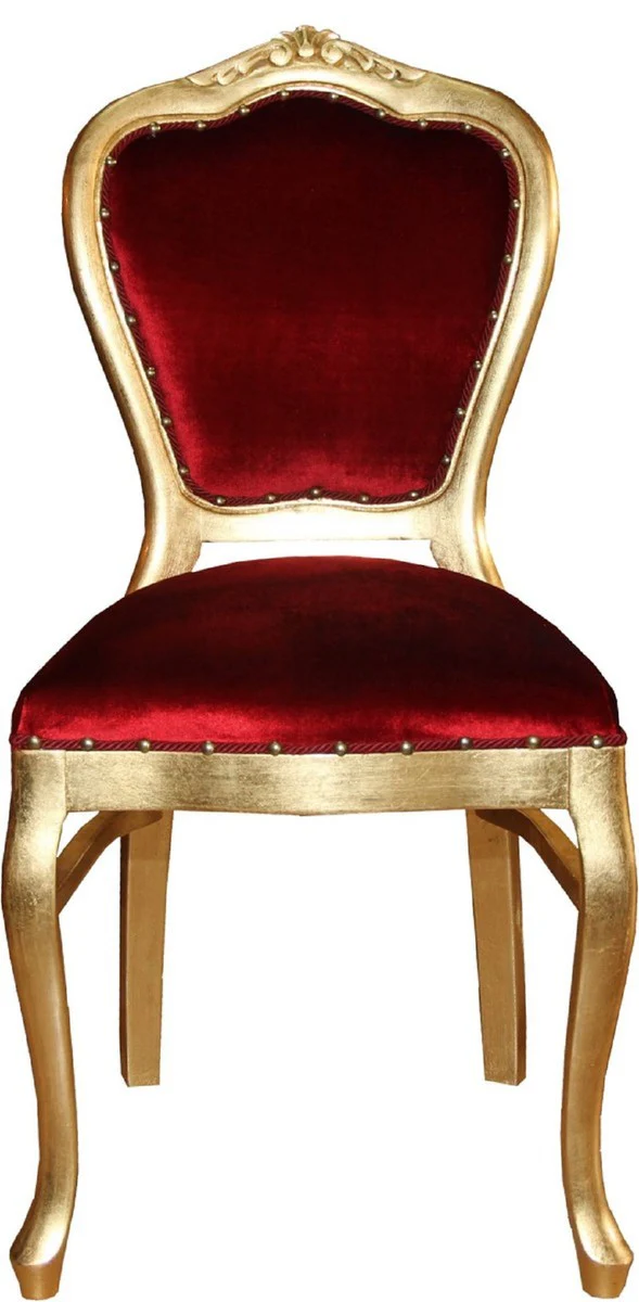 Casa Padrino Conjunto de Sillas de Comedor Barroco de Lujo Burdeos Rojo / Oro 45 x 46 x H. 99 cm - 4 Sillas de Comedor Hechas a Mano - Muebles de Comedor Barrocos