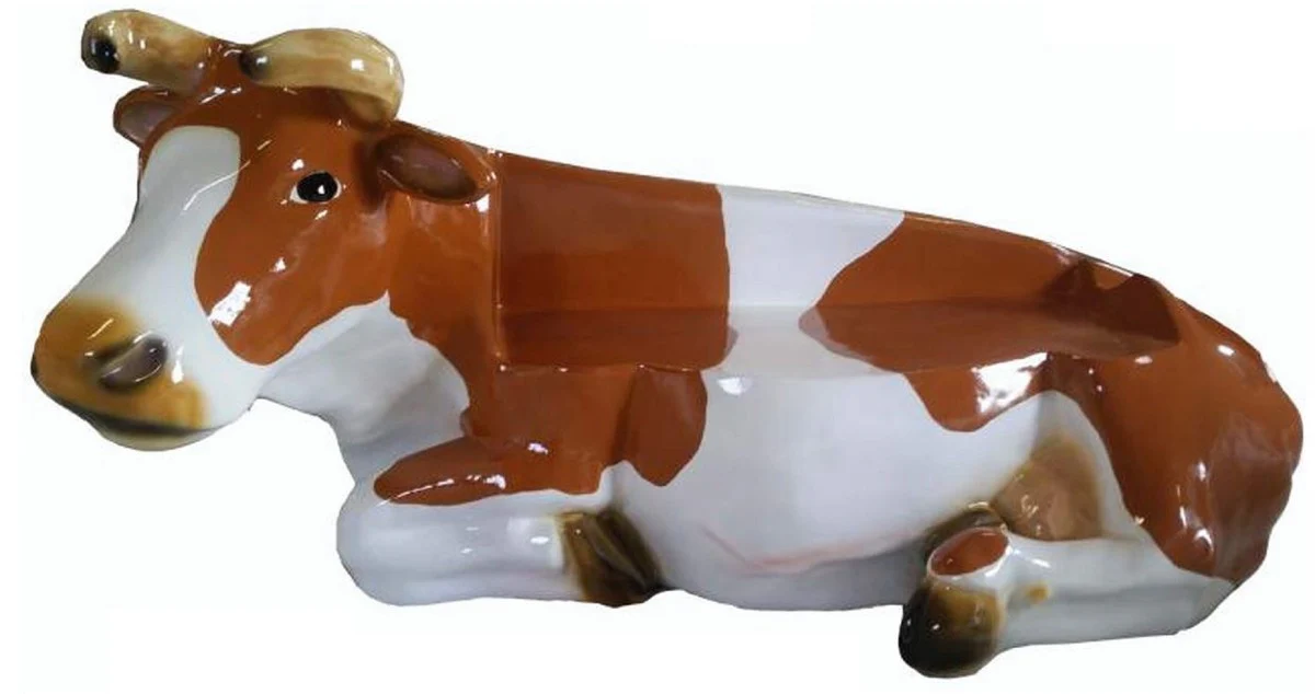 Casa Padrino banco de jard¨ªn vaca marr¨®n / blanco 200 cm - Banco de jard¨ªn resistente a la intemperie