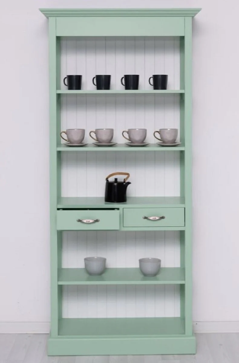 Casa Padrino armario de estilo campestre verde menta / blanco 91 x 39 x A. 197 cm - Armario de comedor de estilo campestre - Muebles de madera maciza - Muebles de estilo campestre