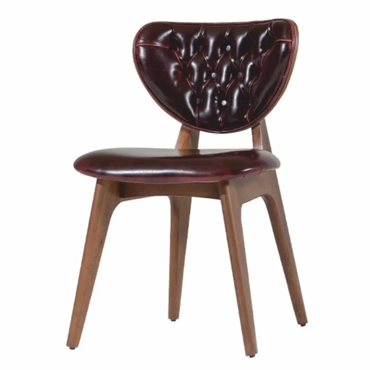 Casa Padrino silla de comedor de cuero de lujo rojo vino oscuro / marr¨®n - Muebles de comedor de cuero genuino