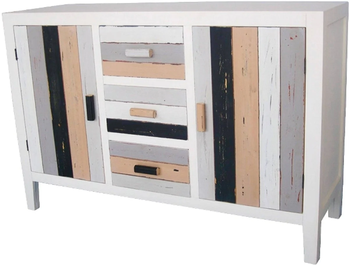 Casa Padrino country style chest of drawers with 2 doors and 3 drawers multicolored 120 x 40 x H. 80 cm - Shabby Chic Furniture