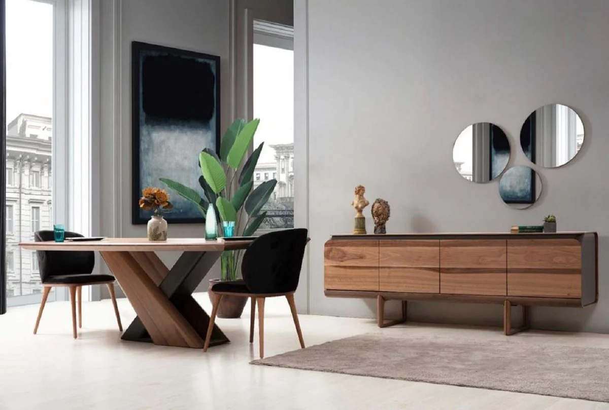 Casa Padrino aparador de lujo marr¨®n 220 x 46 x A. 78 cm - Mueble de madera maciza con 4 puertas - Muebles de sal¨®n - Muebles de hotel - Colecci¨®n de Lujo